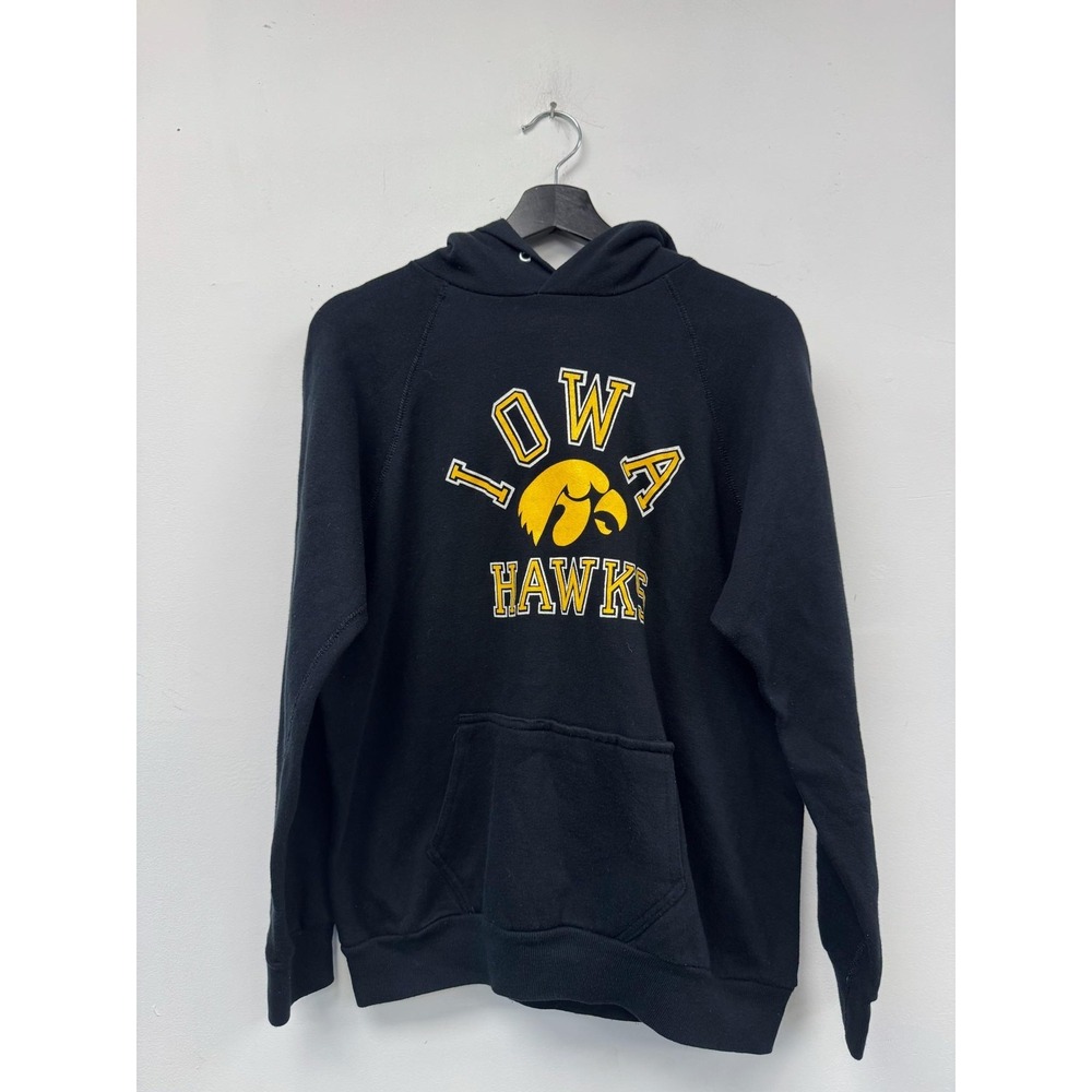Vintage Iowa Hawkeyes Hoodie Mens Medium‎ Black NCAA College Football Sweatshirt